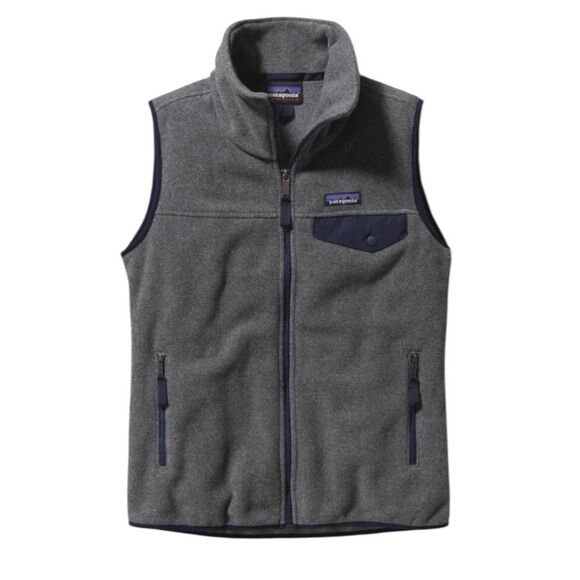 Patagonia Women’s Synchilla Snap-T Vest in Nickel Gray & Navy Blue, Size Small - Picture 1 of 11